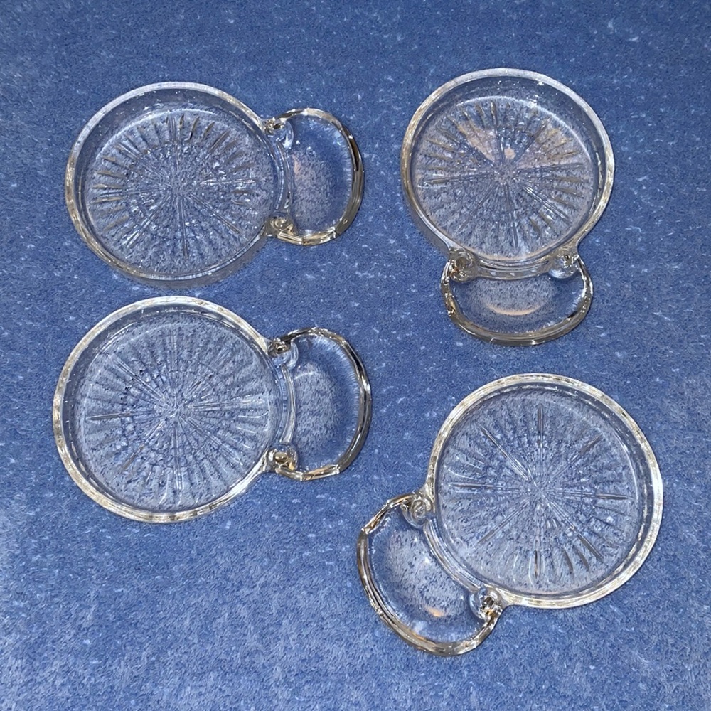Vintage 1940’s Mid-Century Modern Cut Glass Coasters.  Set of 4.